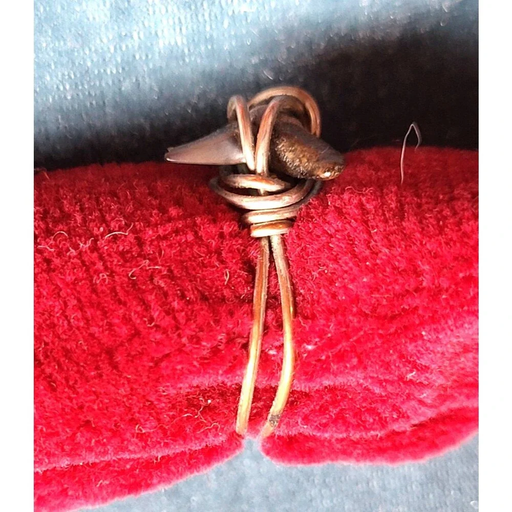 Wire Wrapped Ocean Shark Tooth Ring Handmade Dainty Beach Ring